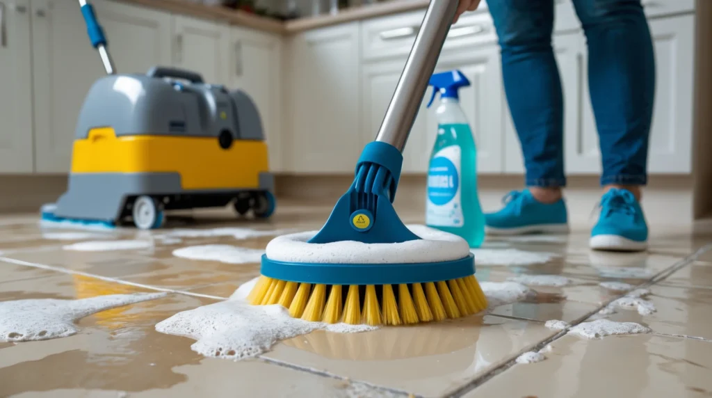 Scrubbing the Floor for Stubborn Dirt