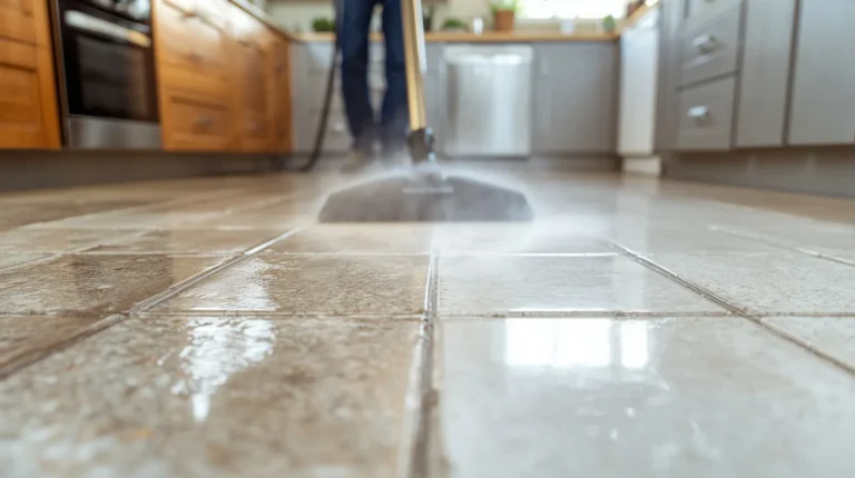 cleaning tile grout on floors